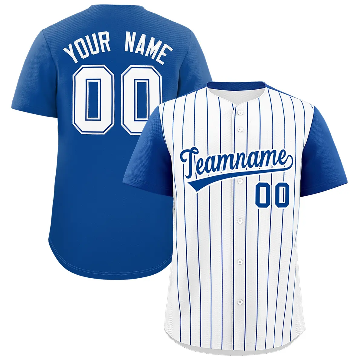 Two-Tone White Royal Pinstripe Authentic Baseball Jersey