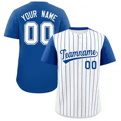 Two-Tone White Royal Pinstripe Authentic Baseball Jersey