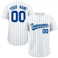 Two-Tone White Royal Pinstripe Authentic Baseball Jersey 1