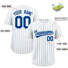 Two-Tone White Royal Pinstripe Authentic Baseball Jersey 2
