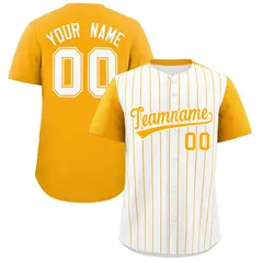 Two-Tone White Yellow Pinstripe Authentic Baseball Jersey