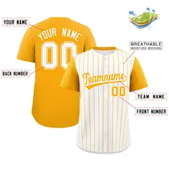 Two-Tone White Yellow Pinstripe Authentic Baseball Jersey 2