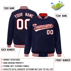 Varsity Full-Snap Baseball Jacket Stitched Name and Number 25