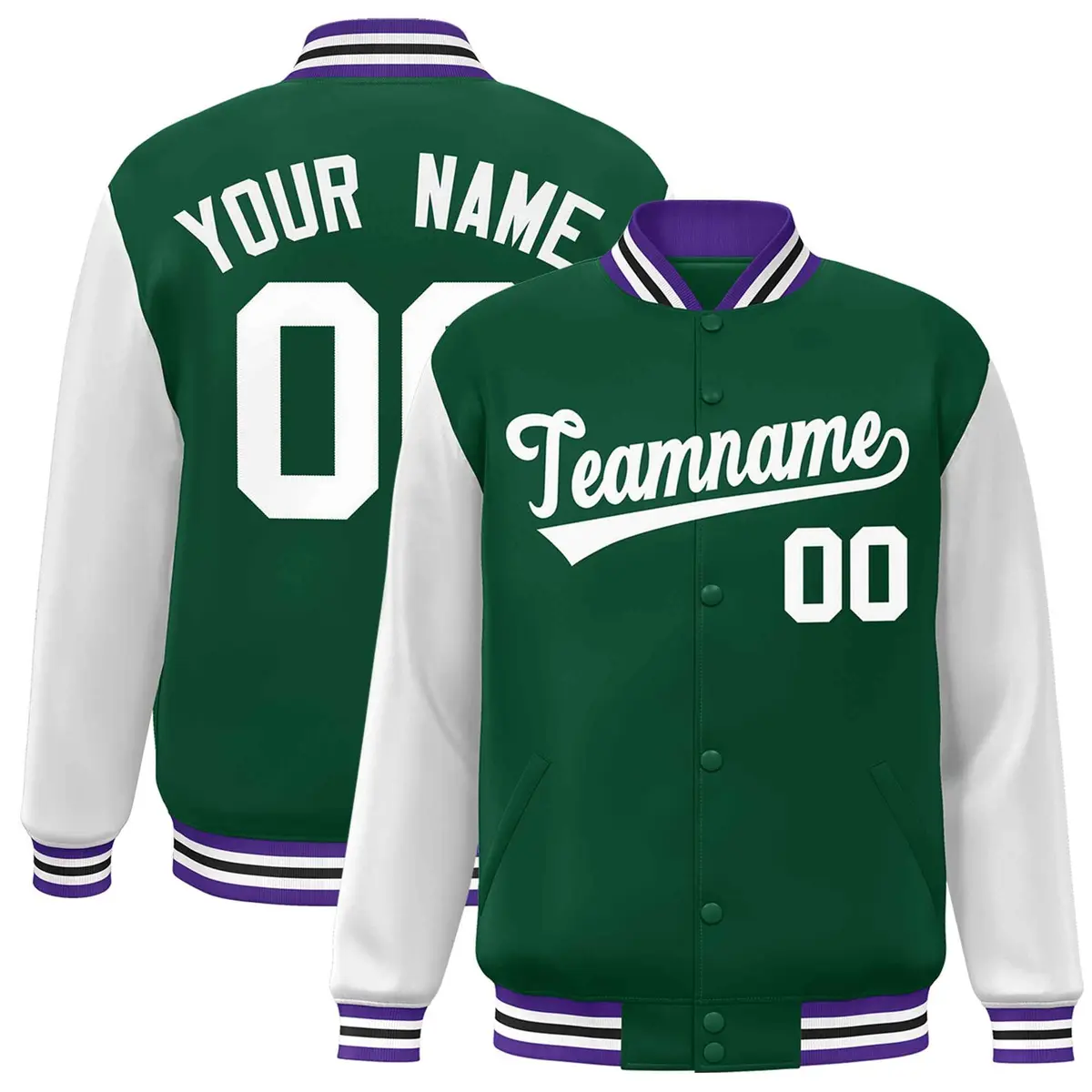 Varsity Full-Snap Baseball Jacket with Stitched Name and Number