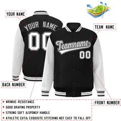 Varsity Full-Snap Baseball Jacket with Stitched Name and Number 52