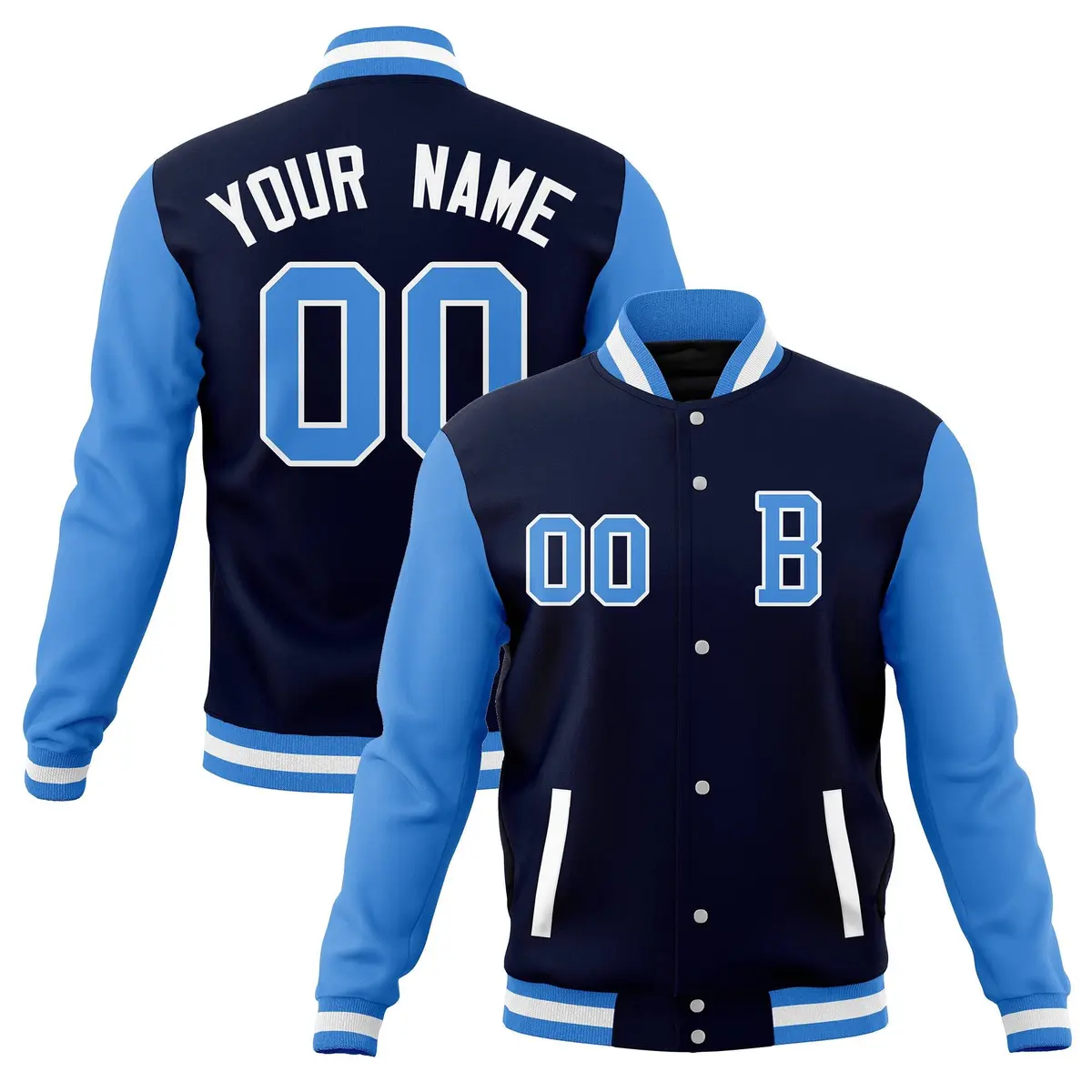Varsity Letterman Baseball Jacket Full-Snap Classic Style