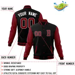 Varsity Letterman Baseball Jacket Full-Snap Classic Style 12