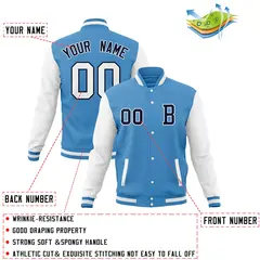 Varsity Letterman Baseball Jacket Full-Snap Classic Style 20