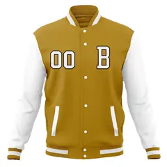 Varsity Letterman Baseball Jacket Full-Snap Classic Style 37