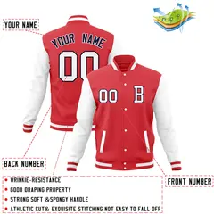 Varsity Letterman Baseball Jacket Full-Snap Classic Style 44