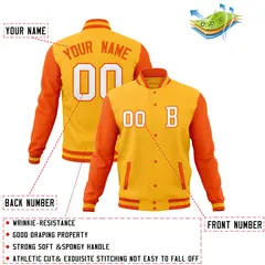 Varsity Letterman Baseball Jacket Full-Snap Classic Style 68