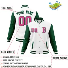 Varsity Letterman Baseball Jacket Full-Snap Classic Style 76