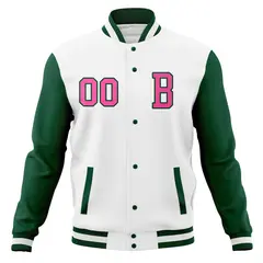 Varsity Letterman Baseball Jacket Full-Snap Classic Style 77
