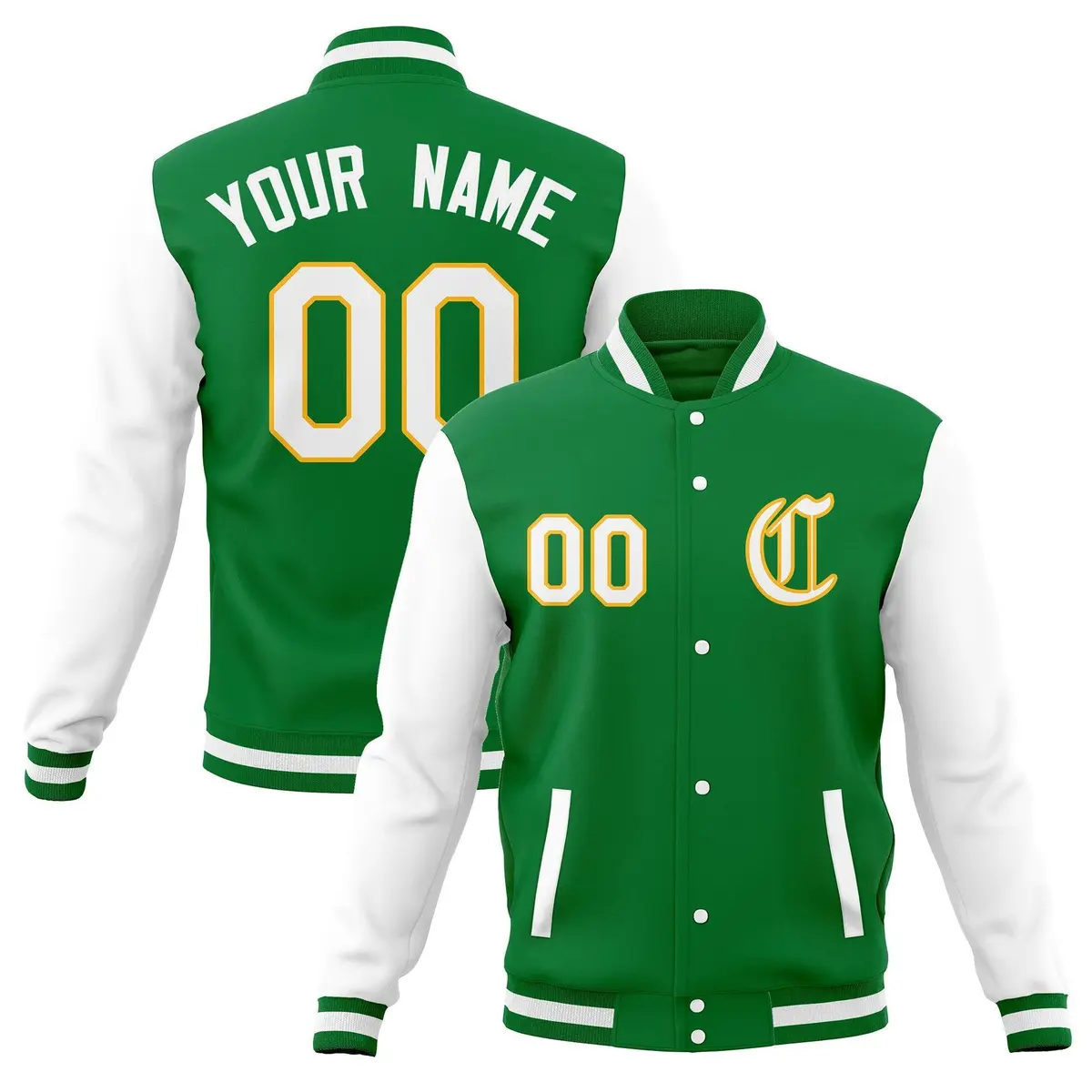 Varsity Letterman Full-Snap Jacket with Raglan Sleeves