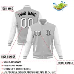 Varsity Letterman Full-Snap Jacket with Raglan Sleeves 36