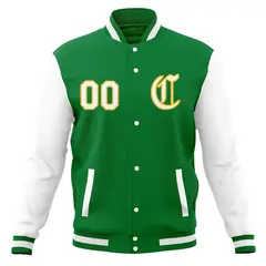Varsity Letterman Full-Snap Jacket with Raglan Sleeves 5