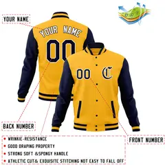 Varsity Letterman Full-Snap Jacket with Raglan Sleeves 60