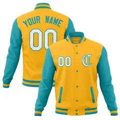 Varsity Letterman Full-Snap Jacket with Raglan Sleeves 65