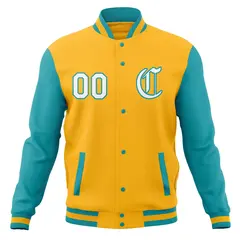 Varsity Letterman Full-Snap Jacket with Raglan Sleeves 69