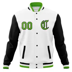 Varsity Letterman Full-Snap Jacket with Raglan Sleeves 77