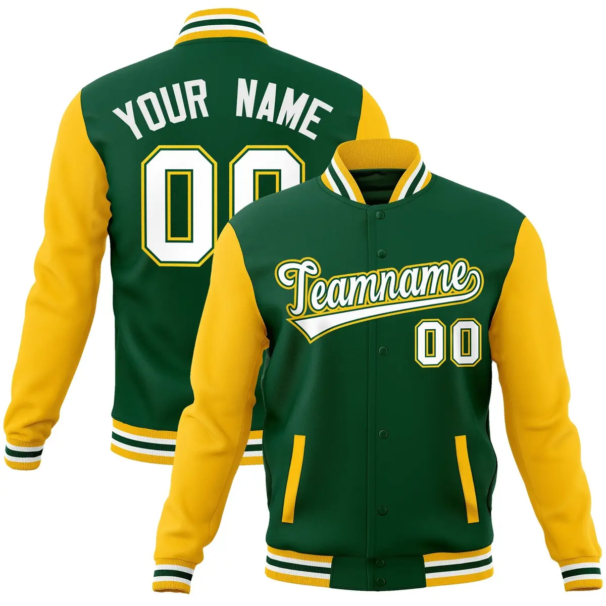 Varsity Raglan Sleeves Stitched Letterman Baseball Jacket