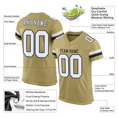 Vegas Gold White-Black Classic Style Mesh Football Jersey 2