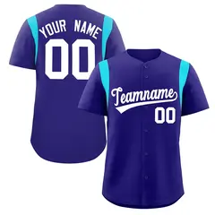 Violet Sky Blue Full Button Classic Baseball Jersey 1