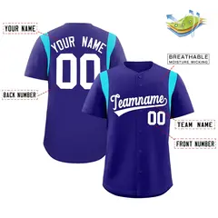 Violet Sky Blue Full Button Classic Baseball Jersey 2