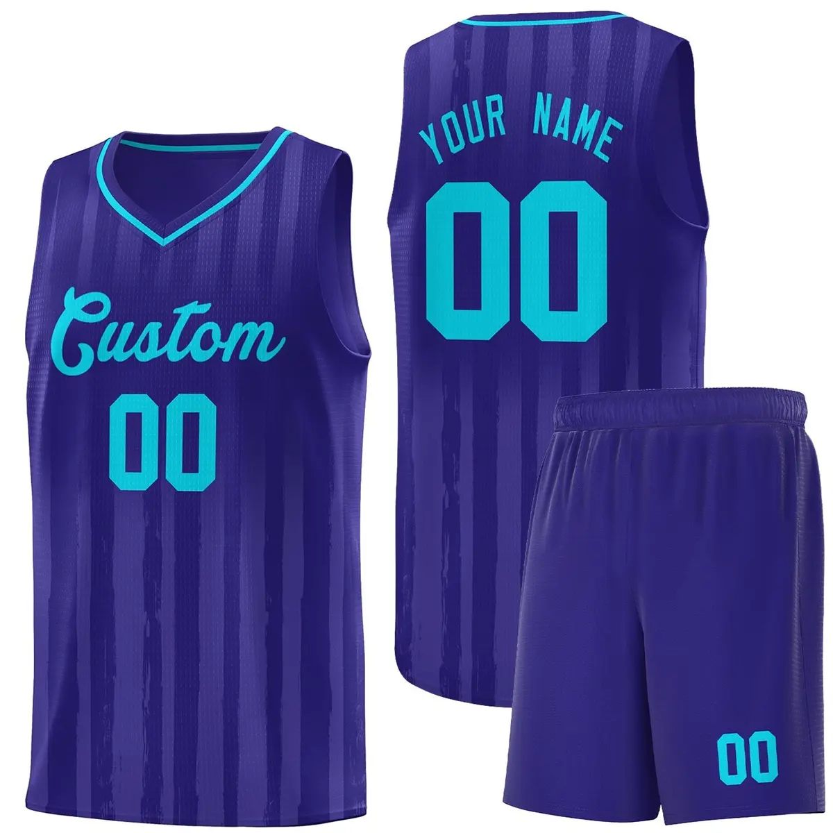 Violet Sky Blue Vertical Stripe Basketball Team Jersey
