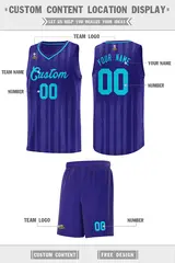 Violet Sky Blue Vertical Stripe Basketball Team Jersey 2