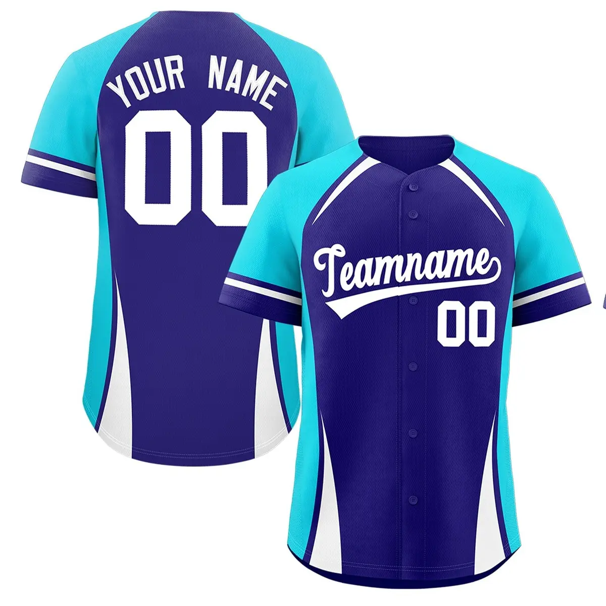 Violet Sky Blue-White Color Block Authentic Baseball Jersey