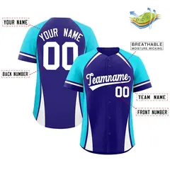 Violet Sky Blue-White Color Block Authentic Baseball Jersey 2