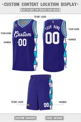 Violet Sky Blue-White Triangle Splicing Basketball Jersey 2