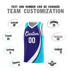 Violet White-Sky Blue Color Block Basketball Jersey 3