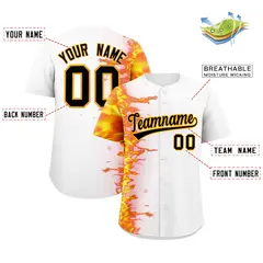 White 3D Flame Design Authentic Baseball Jersey 2