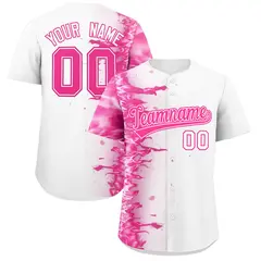 White 3D Flame Design Authentic Baseball Jersey 1