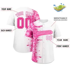 White 3D Flame Design Authentic Baseball Jersey 2