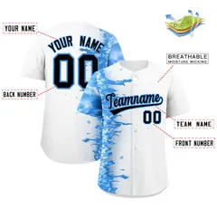 White 3D Flame Design Authentic Baseball Jersey 2