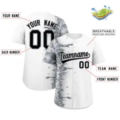 White 3D Flame Design Authentic Baseball Jersey 2