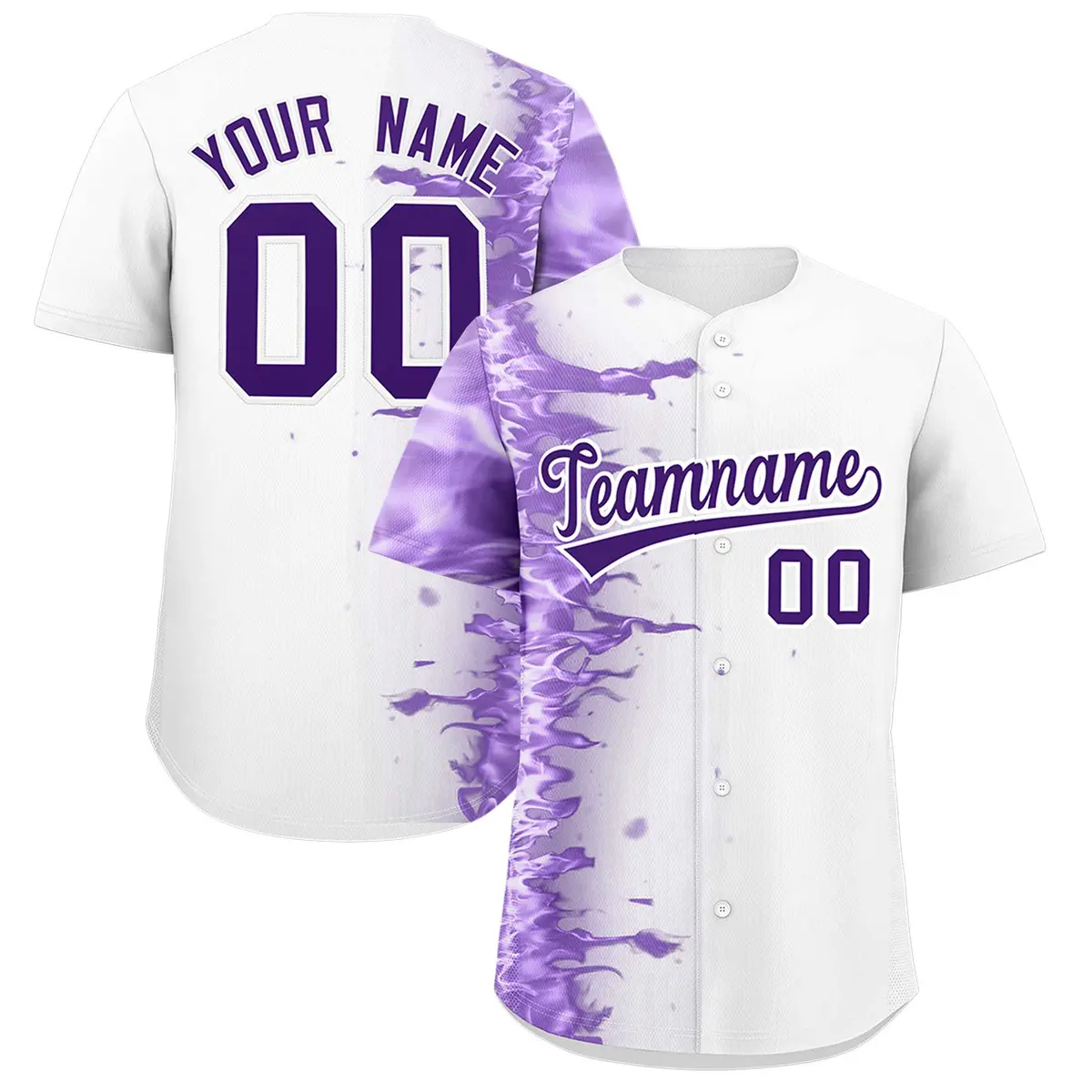 White 3D Flame Design Authentic Baseball Jersey