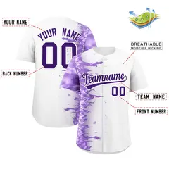 White 3D Flame Design Authentic Baseball Jersey 2