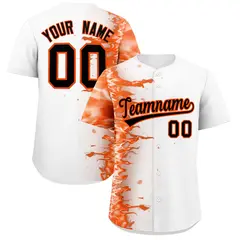 White 3D Flame Design Authentic Baseball Jersey 1