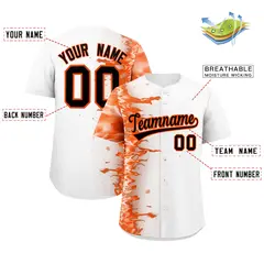 White 3D Flame Design Authentic Baseball Jersey 2