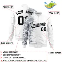 White 3D Flame Varsity Full-Zip Letterman Bomber Jacket 2