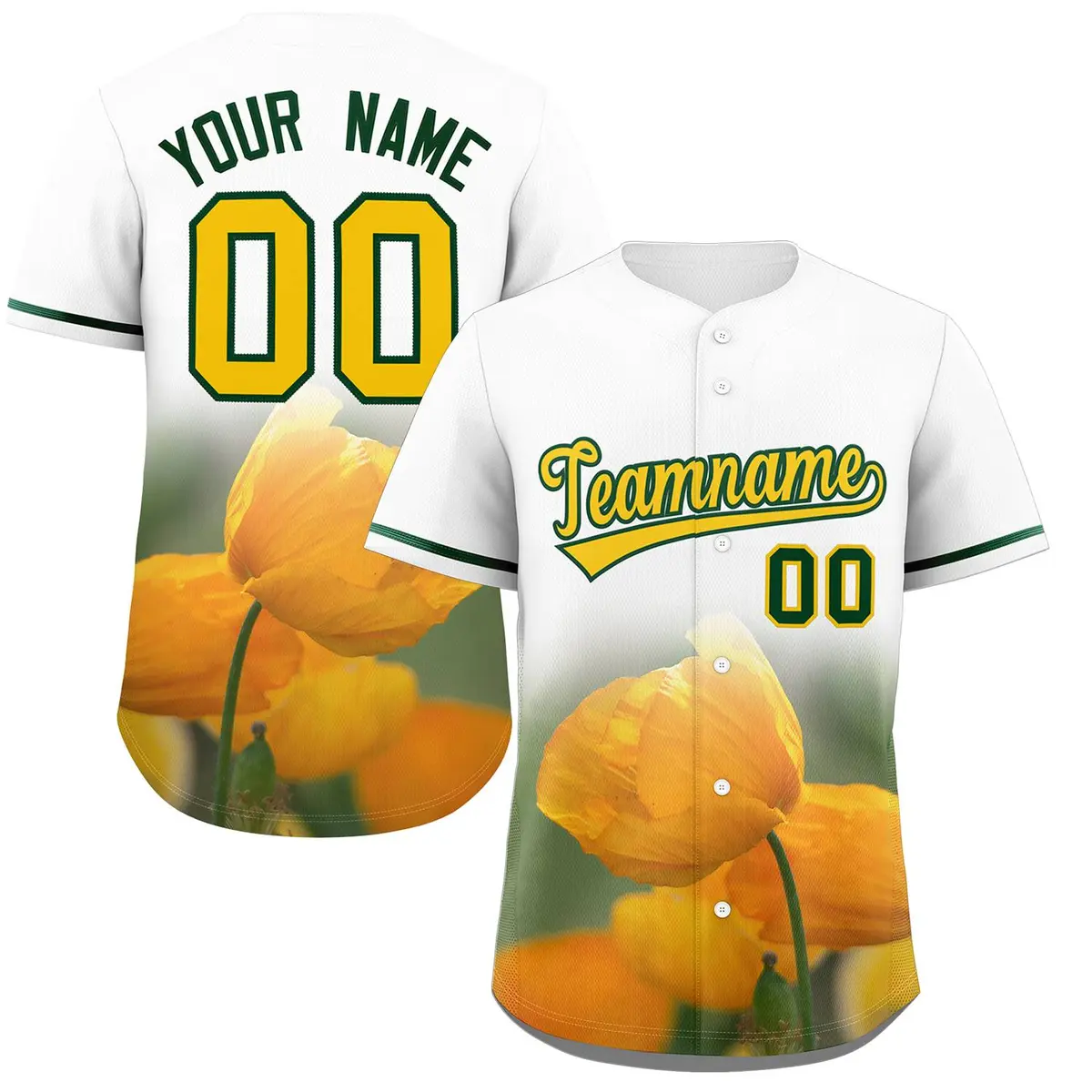 White 3D Flower Design Authentic Baseball Jersey