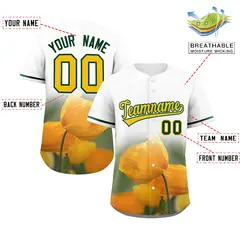 White 3D Flower Design Authentic Baseball Jersey 2