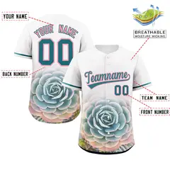 White 3D Flower Design Authentic Baseball Jersey 2