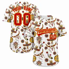 White 3D Graffiti Pattern Authentic Baseball Jersey