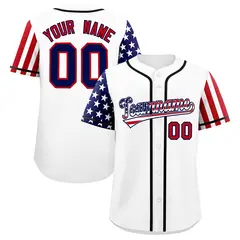 White American Flag Design Baseball Jersey