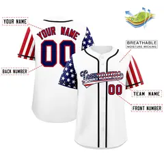 White American Flag Design Baseball Jersey 2